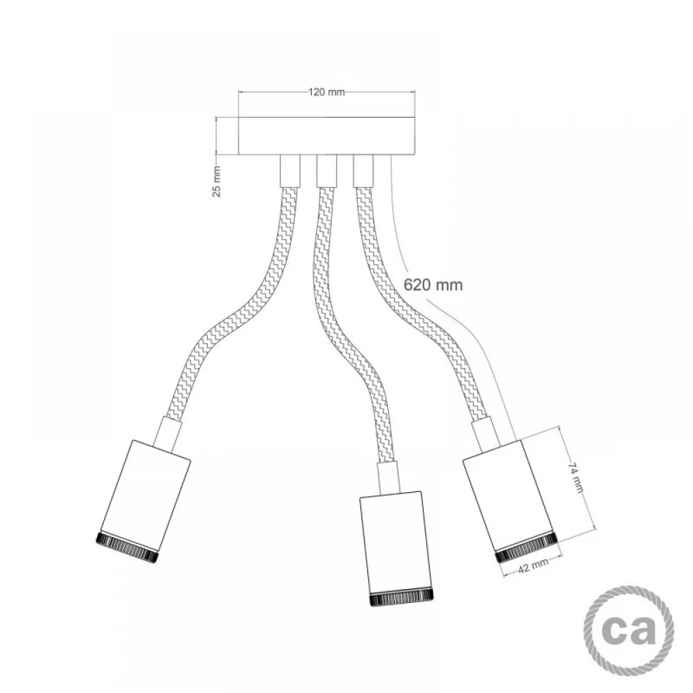 Φωτιστικό Τοίχου ή Οροφής 3φωτο Κινητό Σποτ Mini GU1d0 με εύκαμπτο σωλήνα Flex 60cm Λευκό ΜΑΤ - Creative Cables