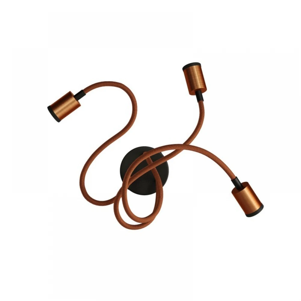 Φωτιστικό Τοίχου ή Οροφής 3φωτο Κινητό Σποτ Mini GU1d0 με εύκαμπτο σωλήνα Flex 60cm Χάλκινο Αντικέ - Creative Cables