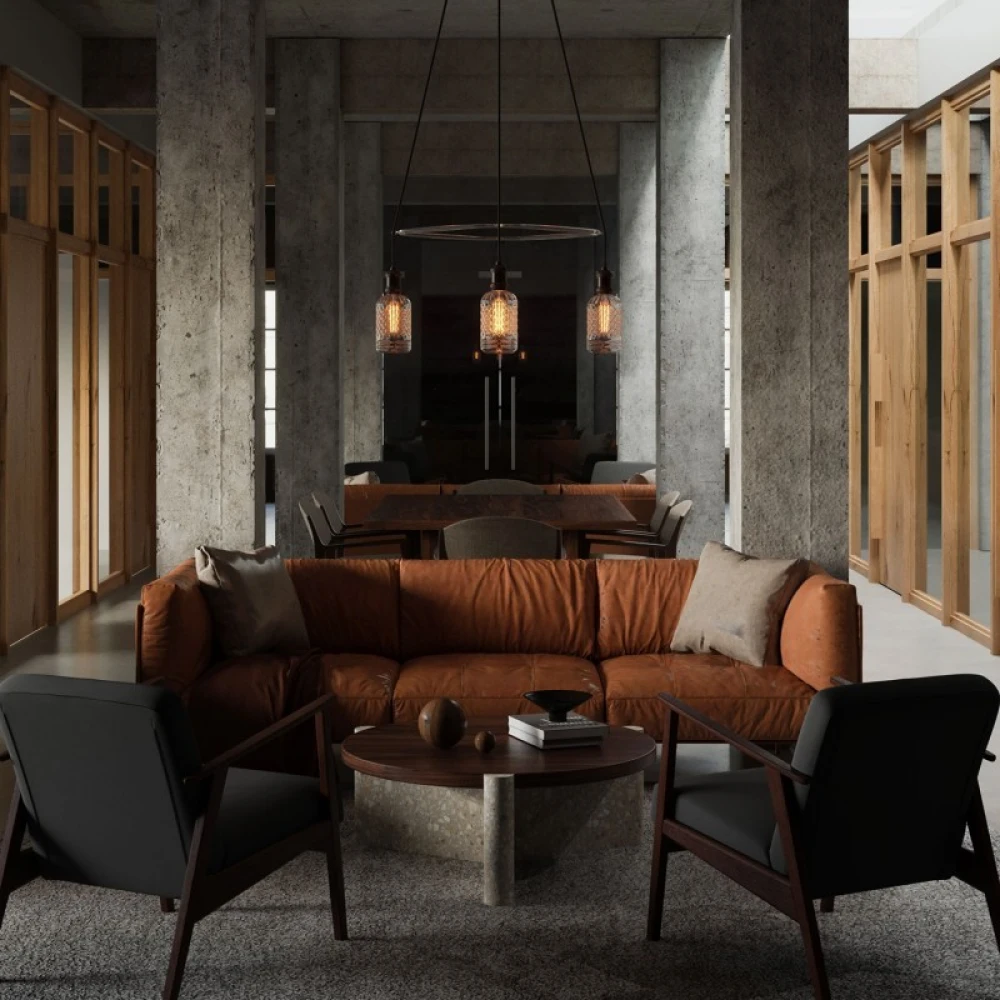 Κρεμαστό φωτιστικό 4φωτο Cage Globe Crystal Ανθρακί 4xE27 - Creative Cables