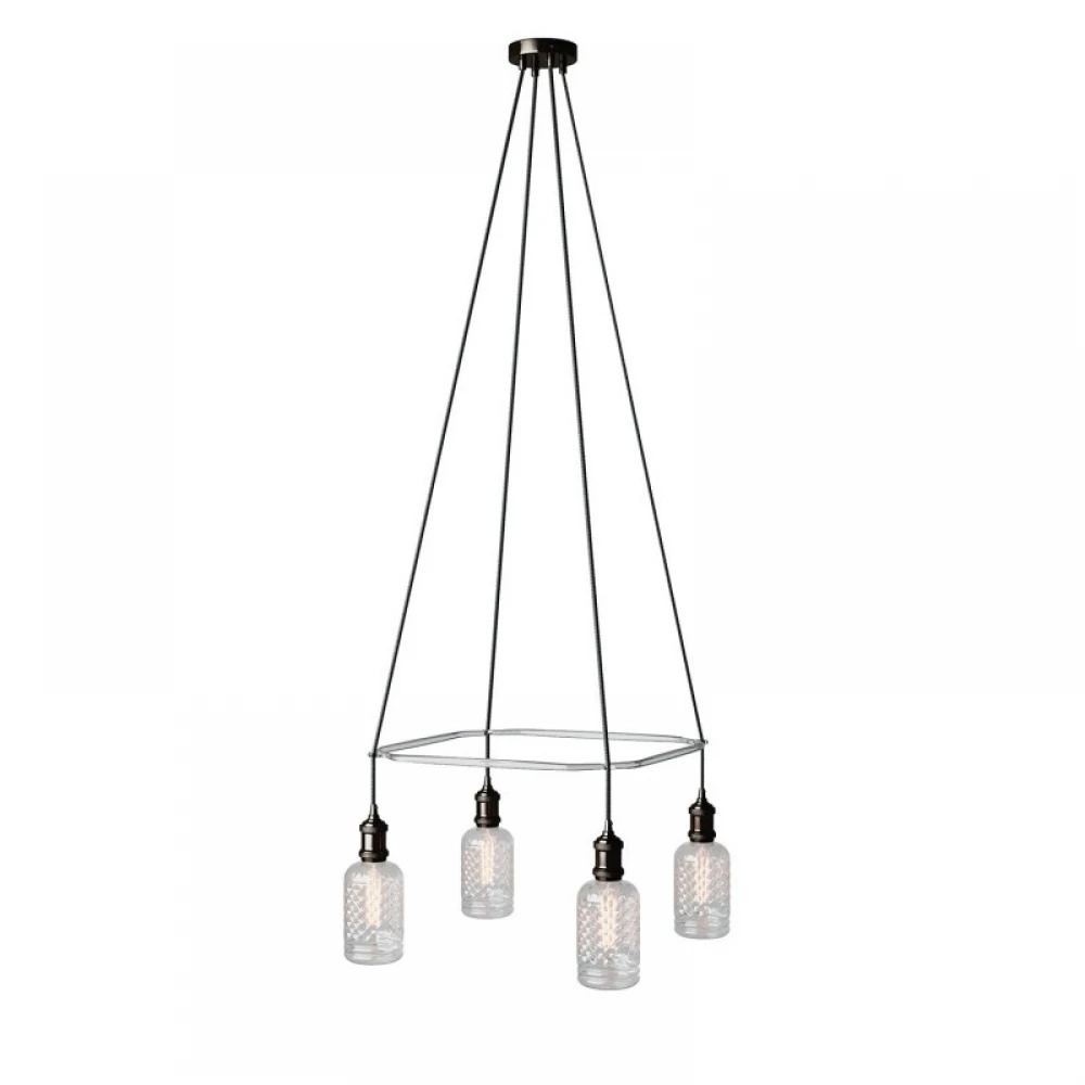 Κρεμαστό φωτιστικό 4φωτο Cage Globe Crystal Ανθρακί 4xE27 - Creative Cables