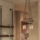 Κρεμαστό φωτιστικό 4φωτο Τριπλό Cage Tub-E14 Μπρονζέ 4xE14 - Creative Cables