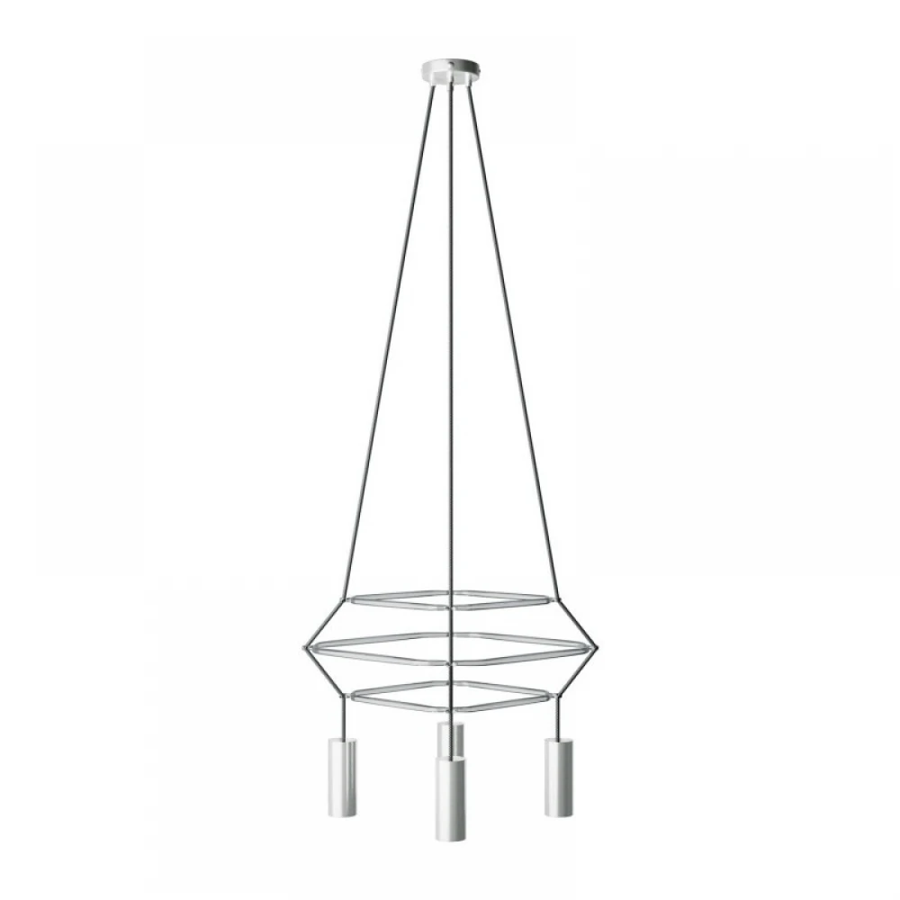 Κρεμαστό φωτιστικό 4φωτο Τριπλό Cage Tub-E14 Νίκελ ΜΑΤ 4xE14 - Creative Cables