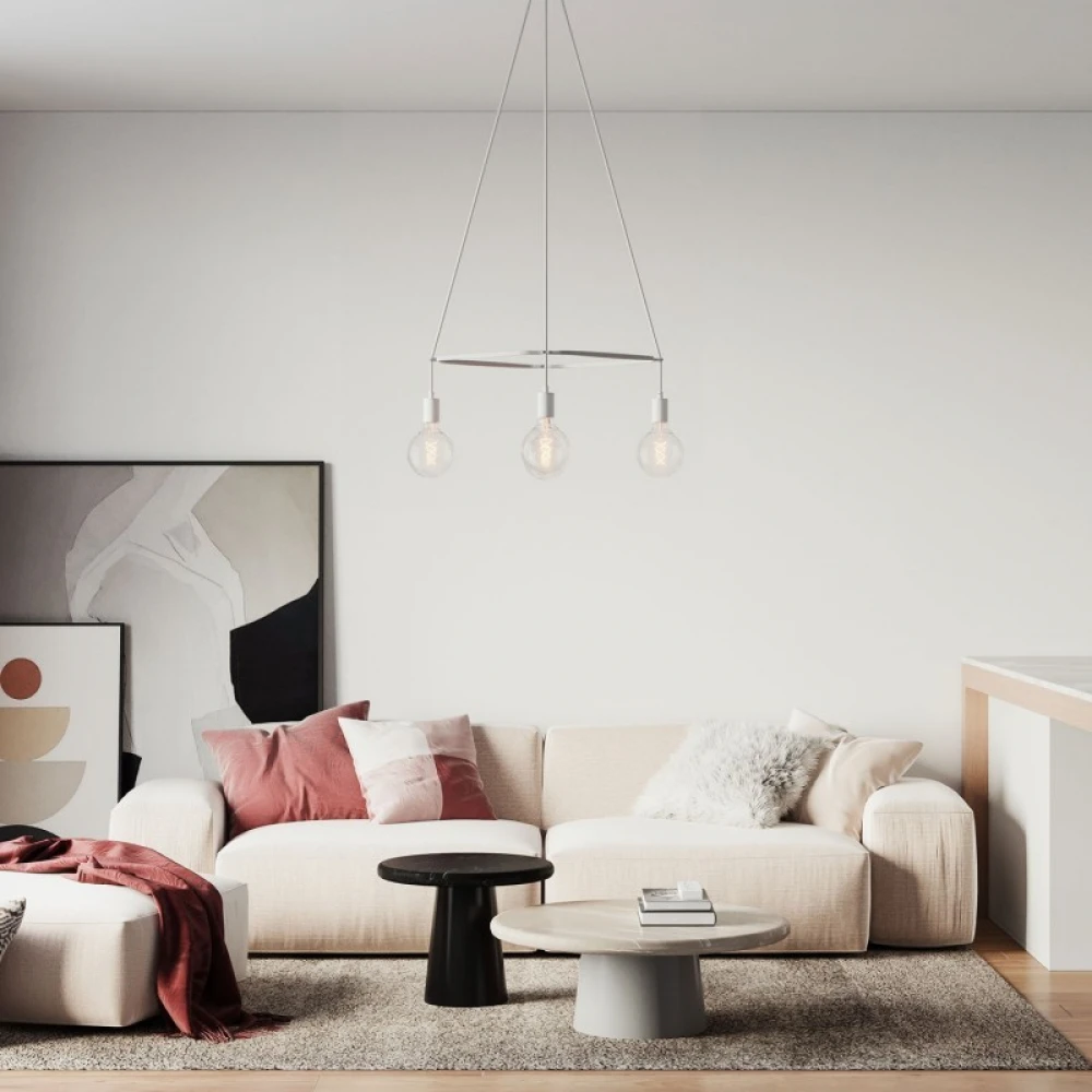 Κρεμαστό φωτιστικό 4φωτο Cage Globe Λευκό ΜΑΤ 4xE27 - Creative Cables