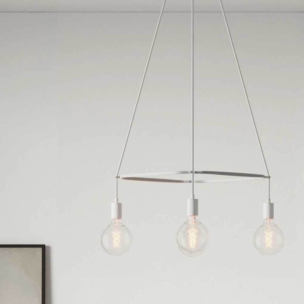 Κρεμαστό φωτιστικό 4φωτο Cage Globe Λευκό ΜΑΤ 4xE27 - Creative Cables