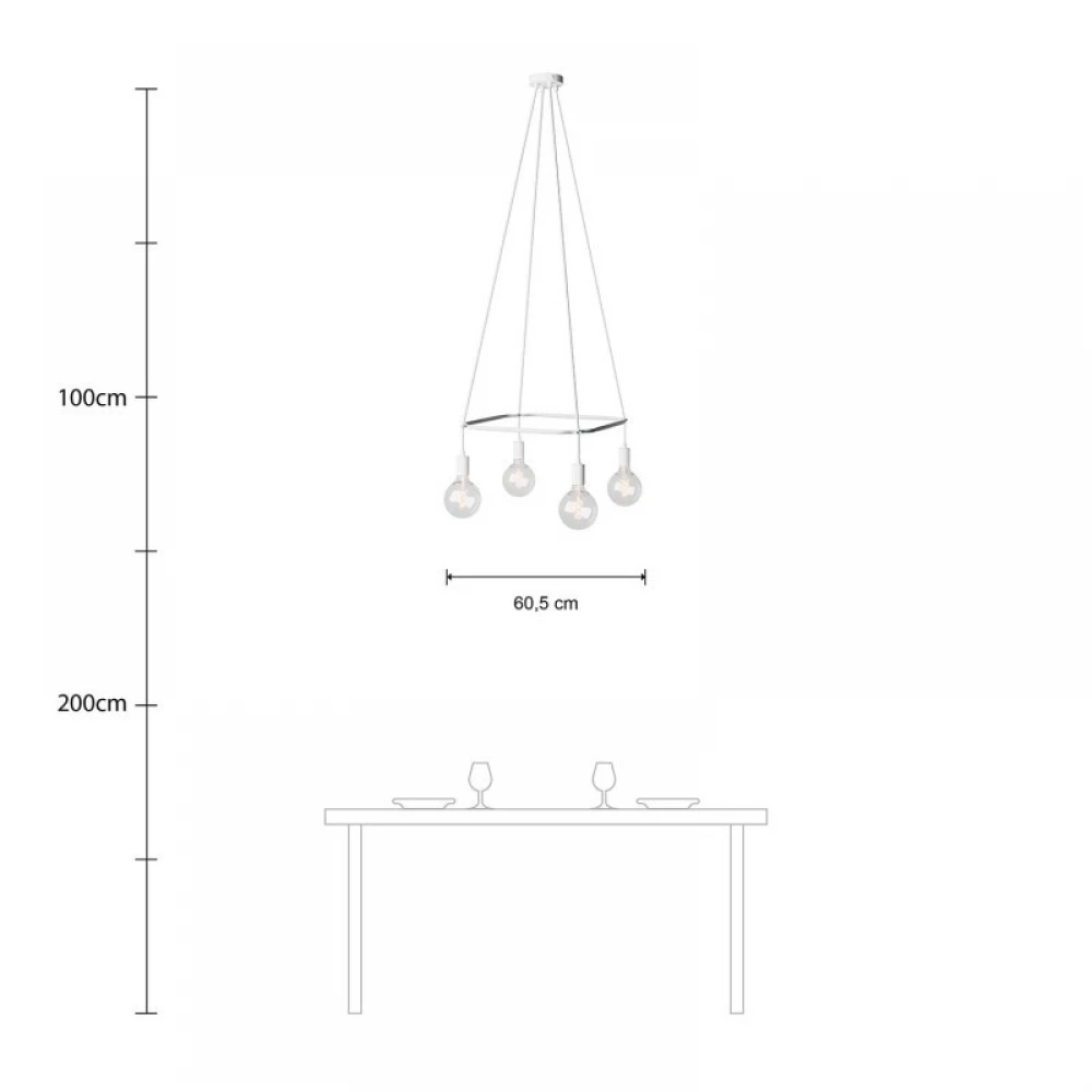 Κρεμαστό φωτιστικό 4φωτο Cage Globe Λευκό ΜΑΤ 4xE27 - Creative Cables