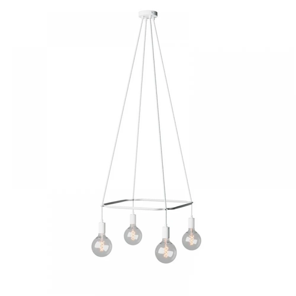 Κρεμαστό φωτιστικό 4φωτο Cage Globe Λευκό ΜΑΤ 4xE27 - Creative Cables