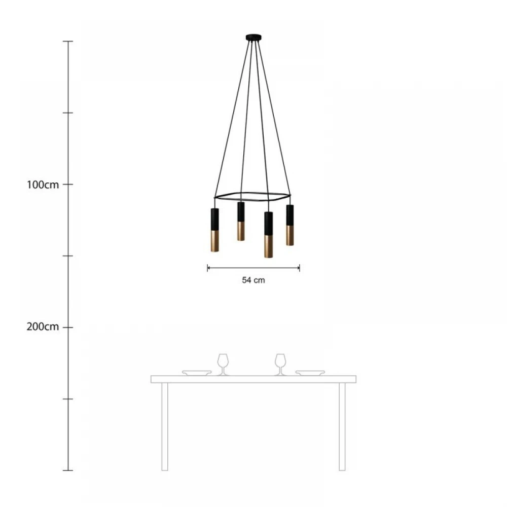 Κρεμαστό φωτιστικό 4φωτο Cage Tub-E14 Μαύρο- Μπρονζέ 4xE14 - Creative Cables