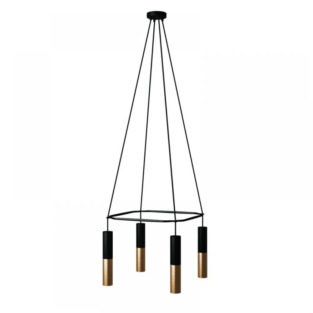 Κρεμαστό φωτιστικό 4φωτο Cage Tub-E14 Μαύρο- Μπρονζέ 4xE14 - Creative Cables