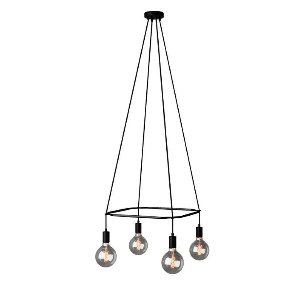 Κρεμαστό φωτιστικό 4φωτο Cage Globe Μαύρο ΜΑΤ 4xE27 - Creative Cables