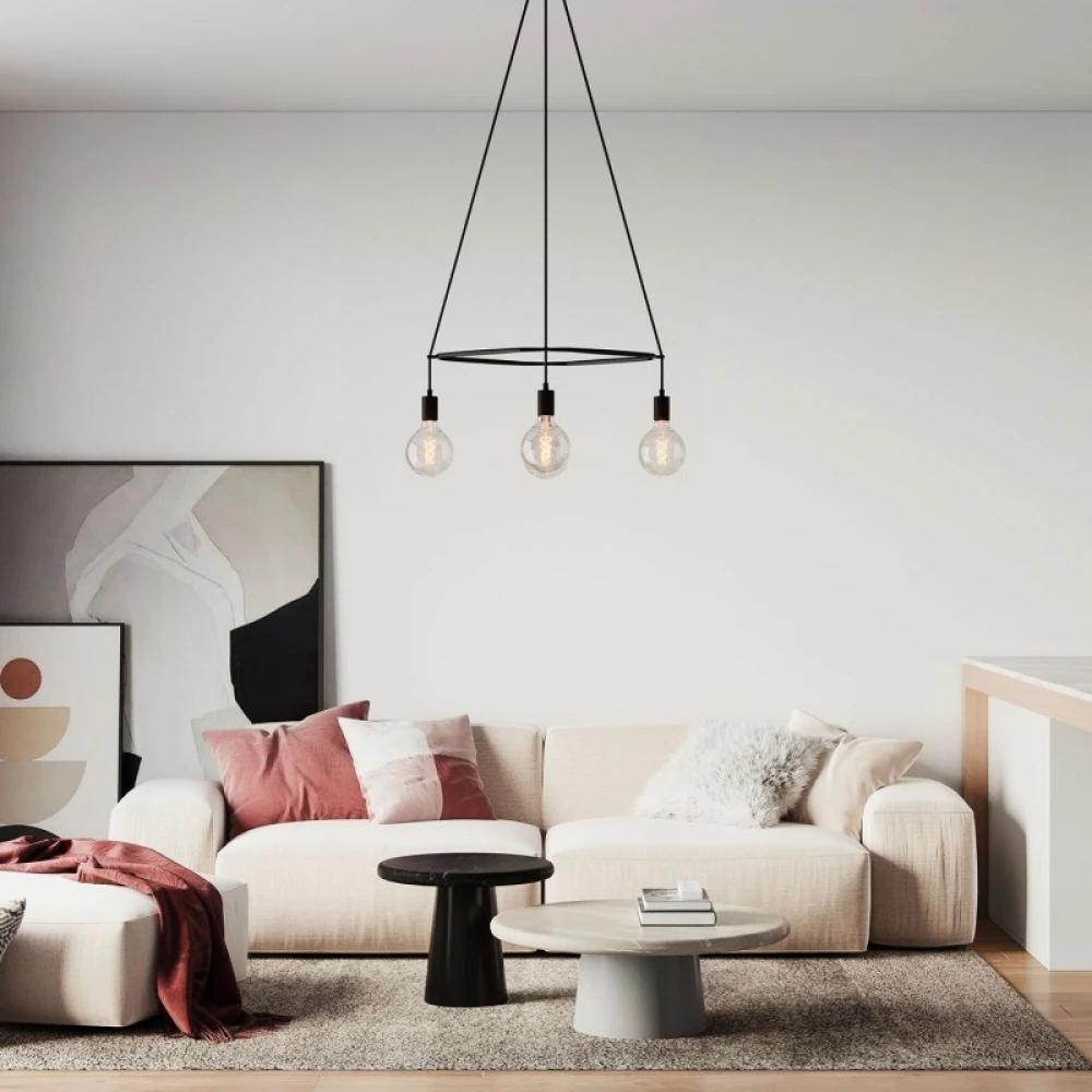 Κρεμαστό φωτιστικό 4φωτο Cage Globe Μαύρο ΜΑΤ 4xE27 - Creative Cables