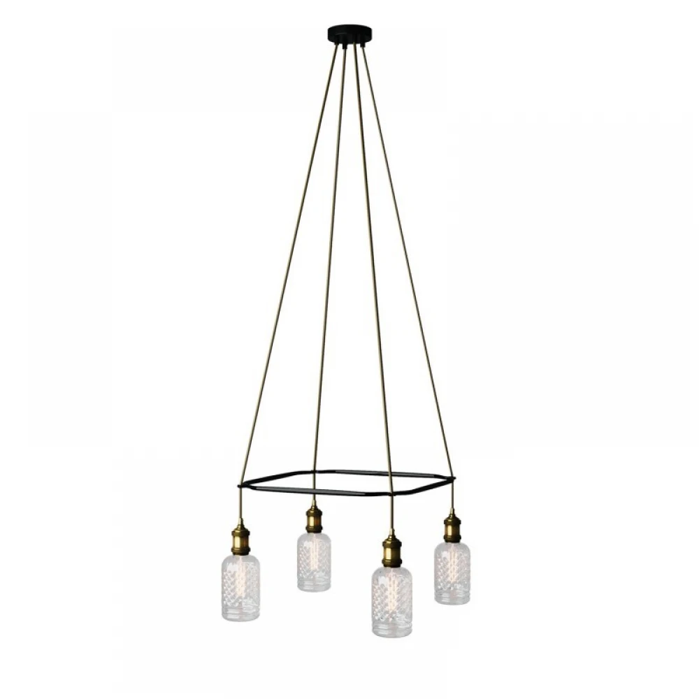 Κρεμαστό φωτιστικό 4φωτο Cage Globe Crystal Χρυσό 4xE27 - Creative Cables