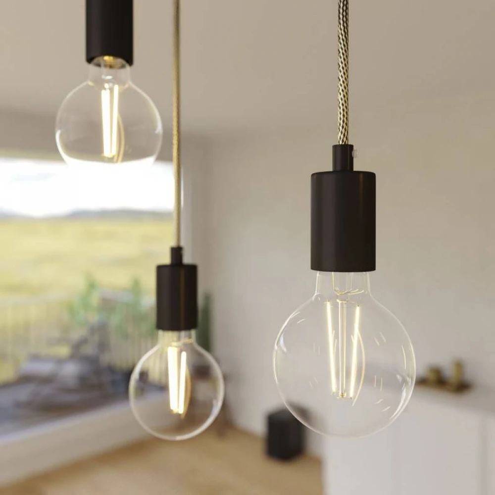 Κρεμαστό Φωτιστικό 5φωτο, με ορθογώνια ροζέτα Rose-One XXL 675 mm, υφασμάτινο καλώδιο και μεταλλικά στοιχεία - Χρυσό ΜΑΤ Dibond - Creative Cables