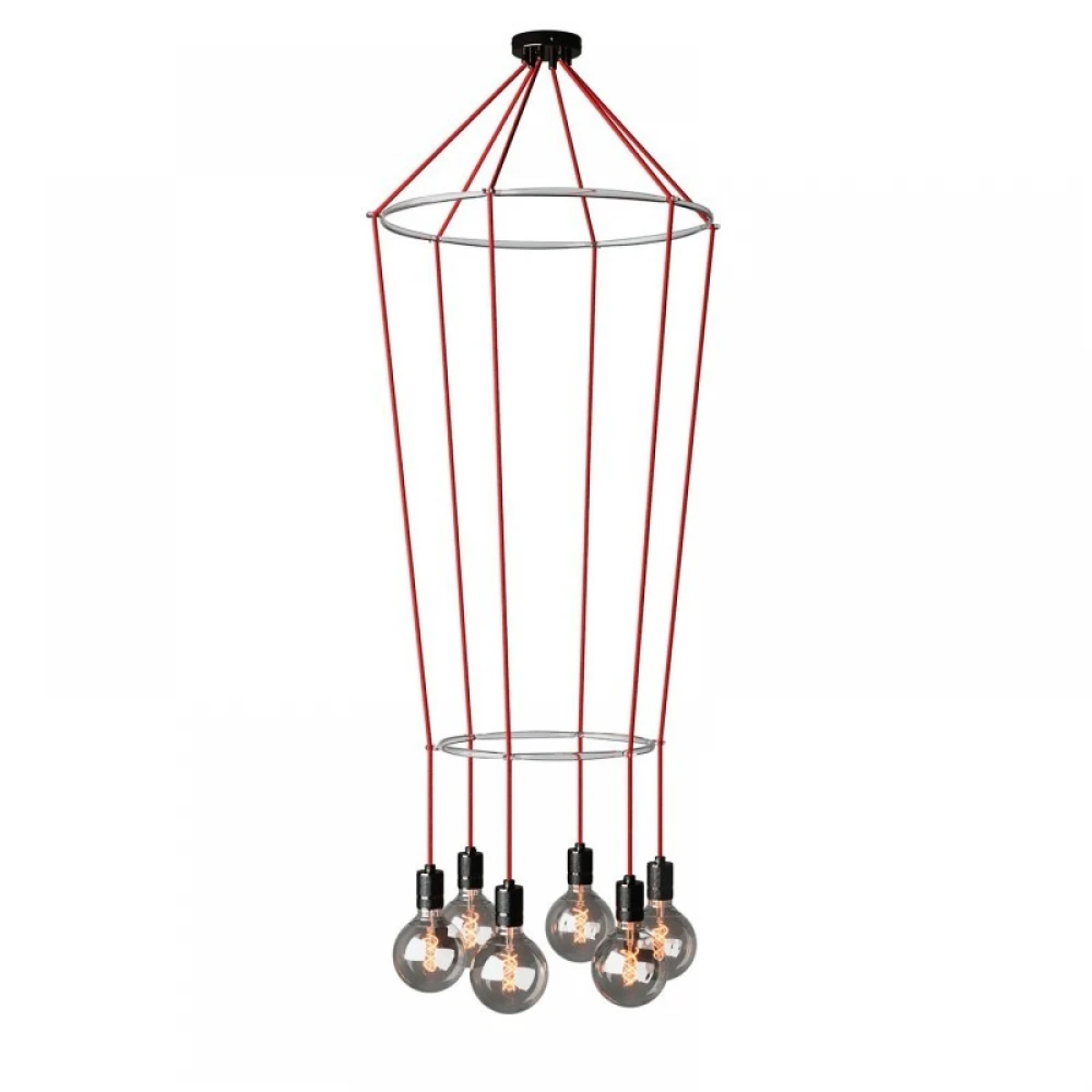 Κρεμαστό φωτιστικό 6φωτο Διπλό Cage Globe Γκρι 6xE27 - Creative Cables