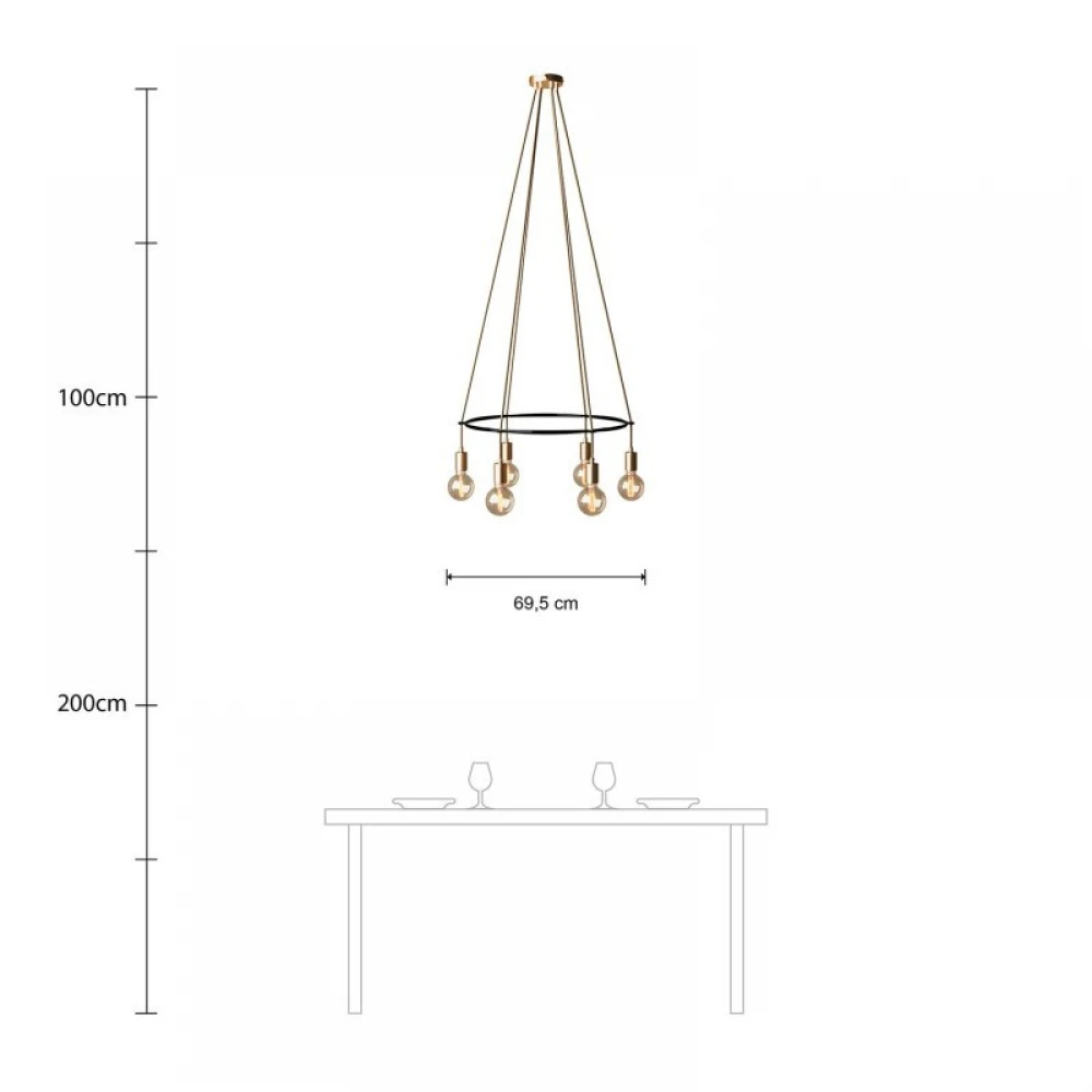 Κρεμαστό φωτιστικό 6φωτο Cage Globe Μπρονζέ 6xE27 - Creative Cables
