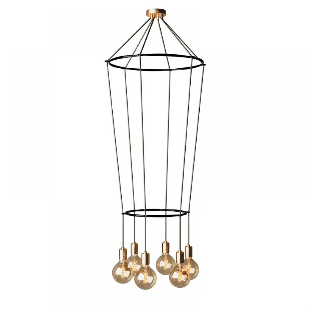Κρεμαστό φωτιστικό 6φωτο Διπλό Cage Globe Χρυσό 6xE27 - Creative Cables