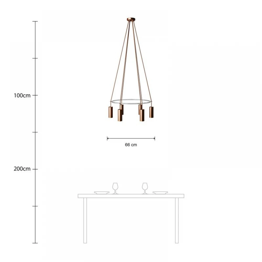 Κρεμαστό φωτιστικό 6φωτο Cage Tub-E14 Χάλκινο Αντικέ 6xE14 - Creative Cables
