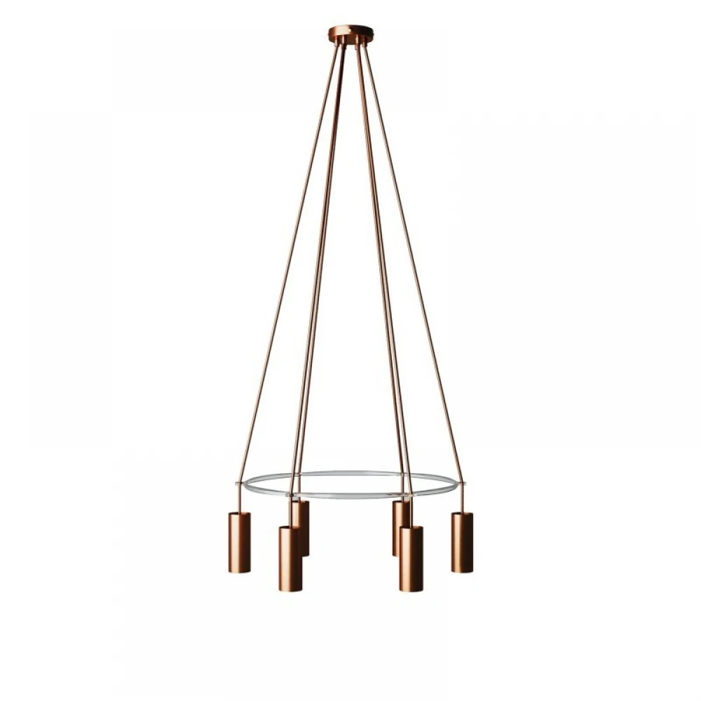 Κρεμαστό φωτιστικό 6φωτο Cage Tub-E14 Χάλκινο Αντικέ 6xE14 - Creative Cables