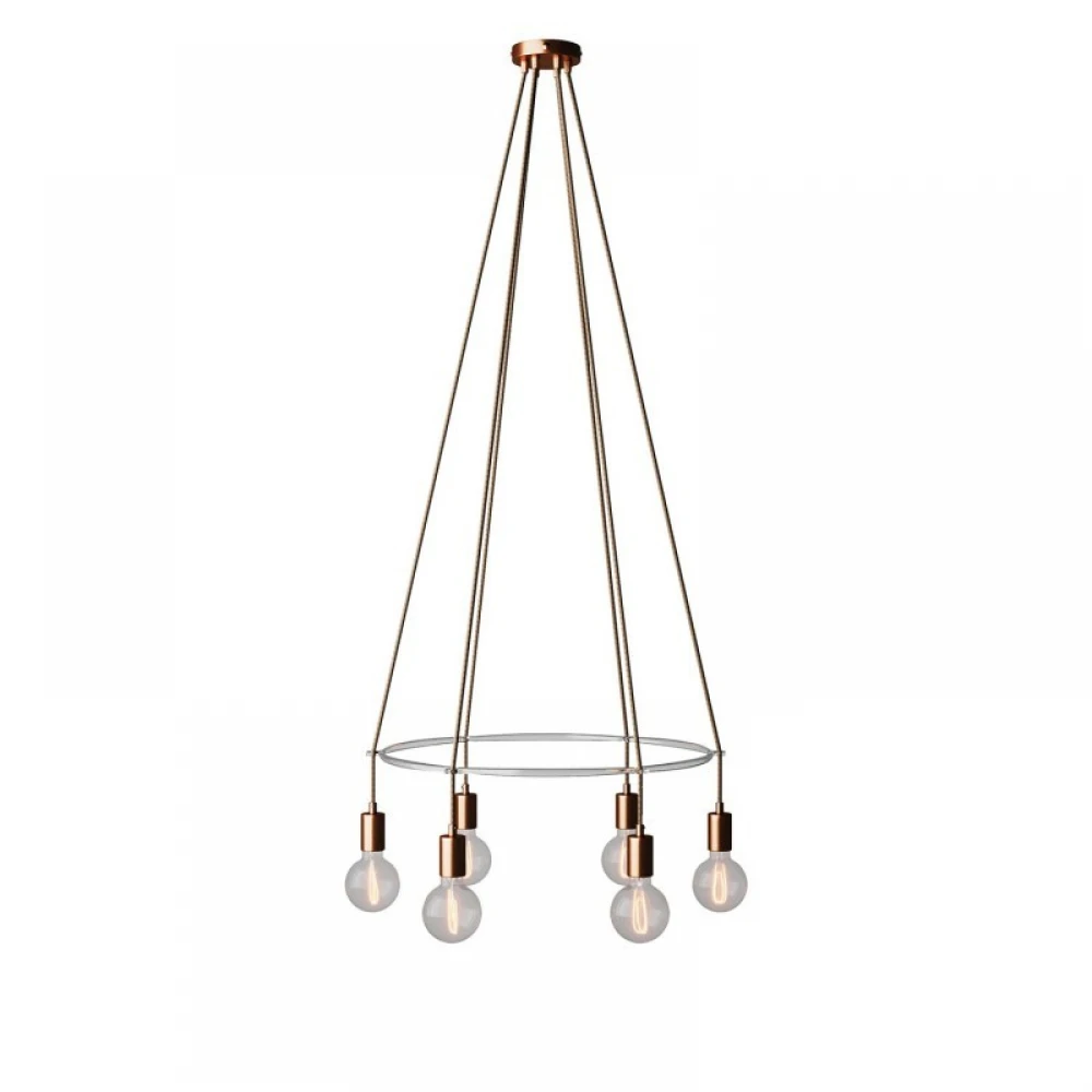Κρεμαστό φωτιστικό 6φωτο Cage Globe Χάλκινο Αντικέ 6xE27 - Creative Cables