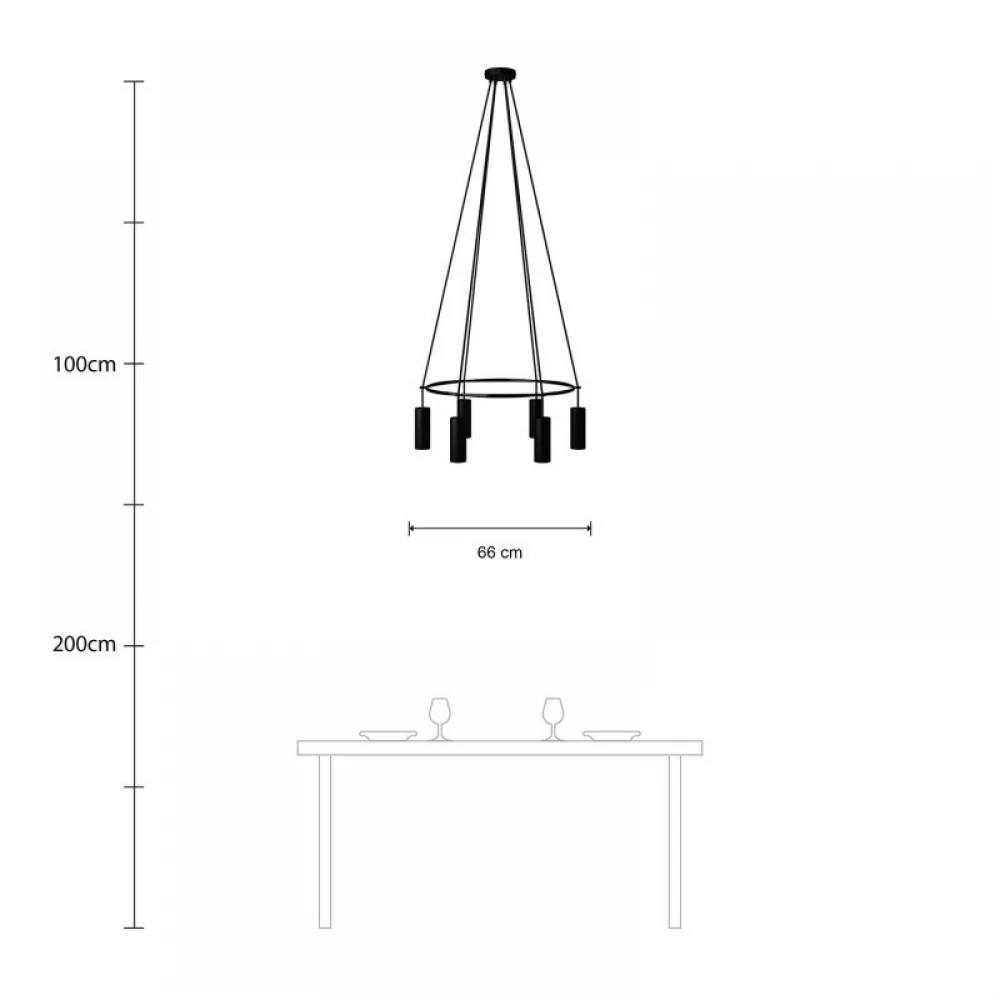 Κρεμαστό φωτιστικό 6φωτο Cage Tub-E14 Μαύρο 6xE14 - Creative Cables