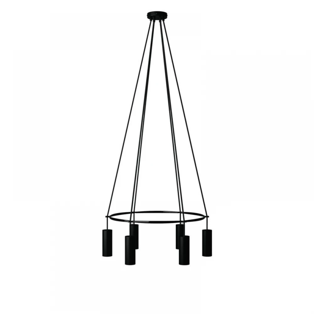 Κρεμαστό φωτιστικό 6φωτο Cage Tub-E14 Μαύρο 6xE14 - Creative Cables
