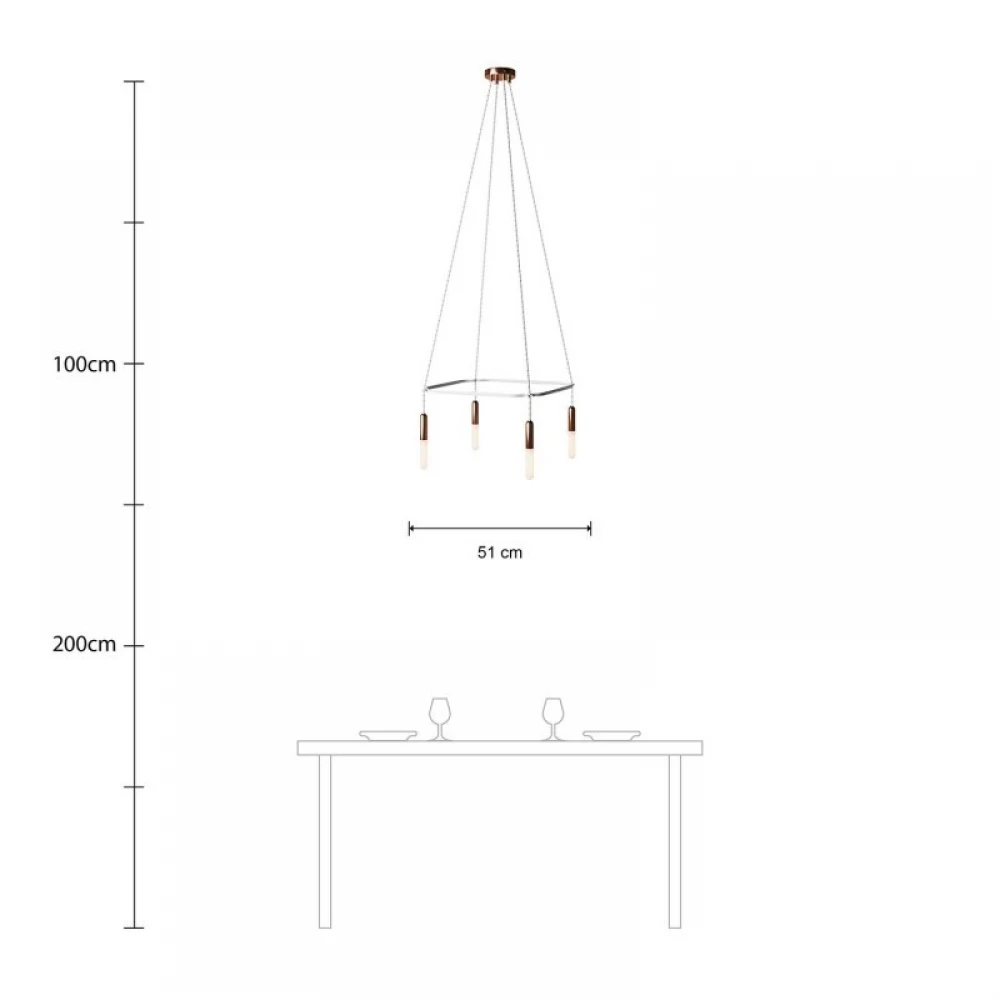 Κρεμαστό φωτιστικό 4φωτο Cage P-Light Χάλκινο 4xE14 - Creative Cables