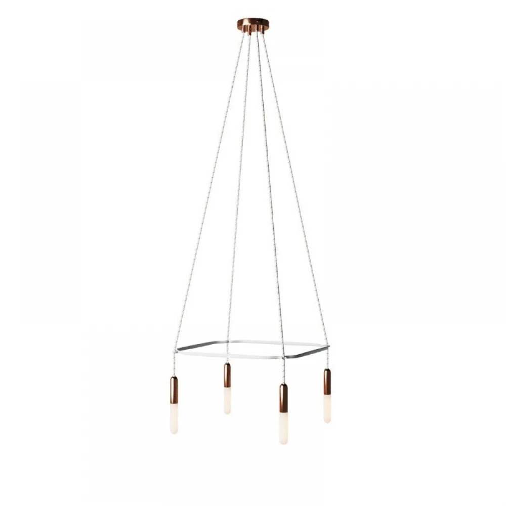 Κρεμαστό φωτιστικό 4φωτο Cage P-Light Χάλκινο 4xE14 - Creative Cables