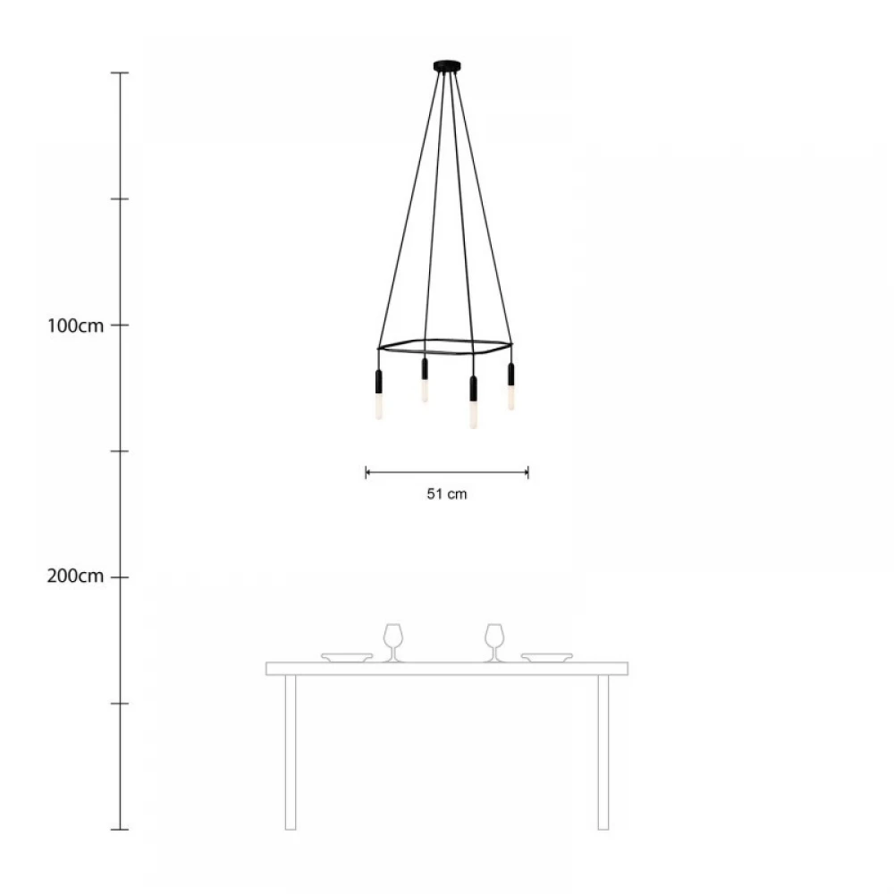 Κρεμαστό φωτιστικό 4φωτο Cage P-Light Μαύρο 4xE14 - Creative Cables