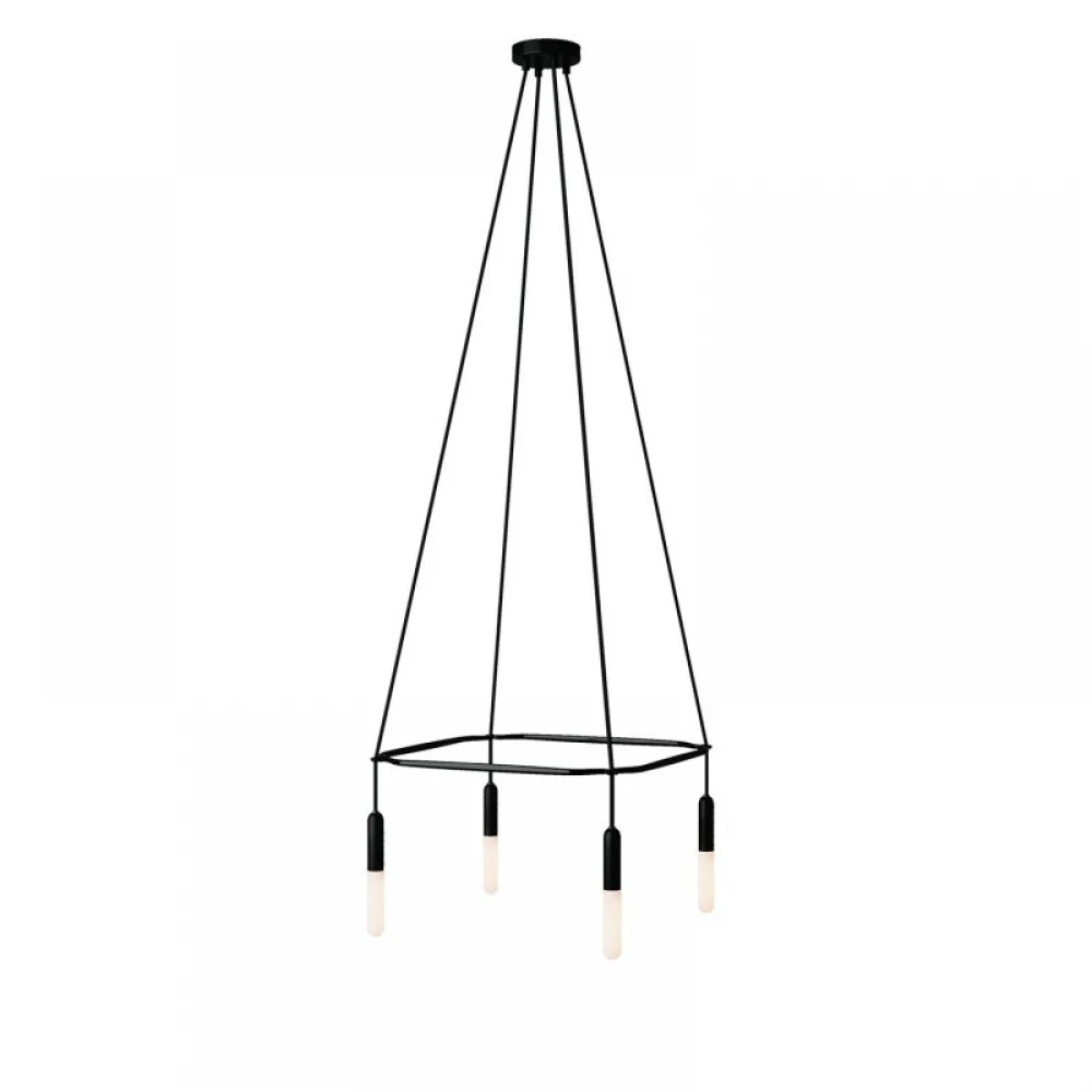 Κρεμαστό φωτιστικό 4φωτο Cage P-Light Μαύρο 4xE14 - Creative Cables