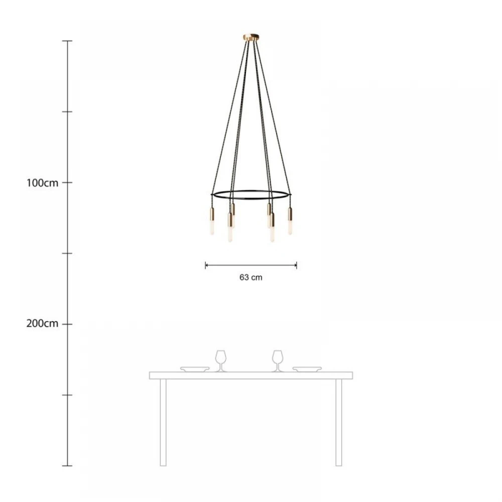 Κρεμαστό φωτιστικό 6φωτο Cage P-Light Μπρονζέ 6xE14 - Creative Cables