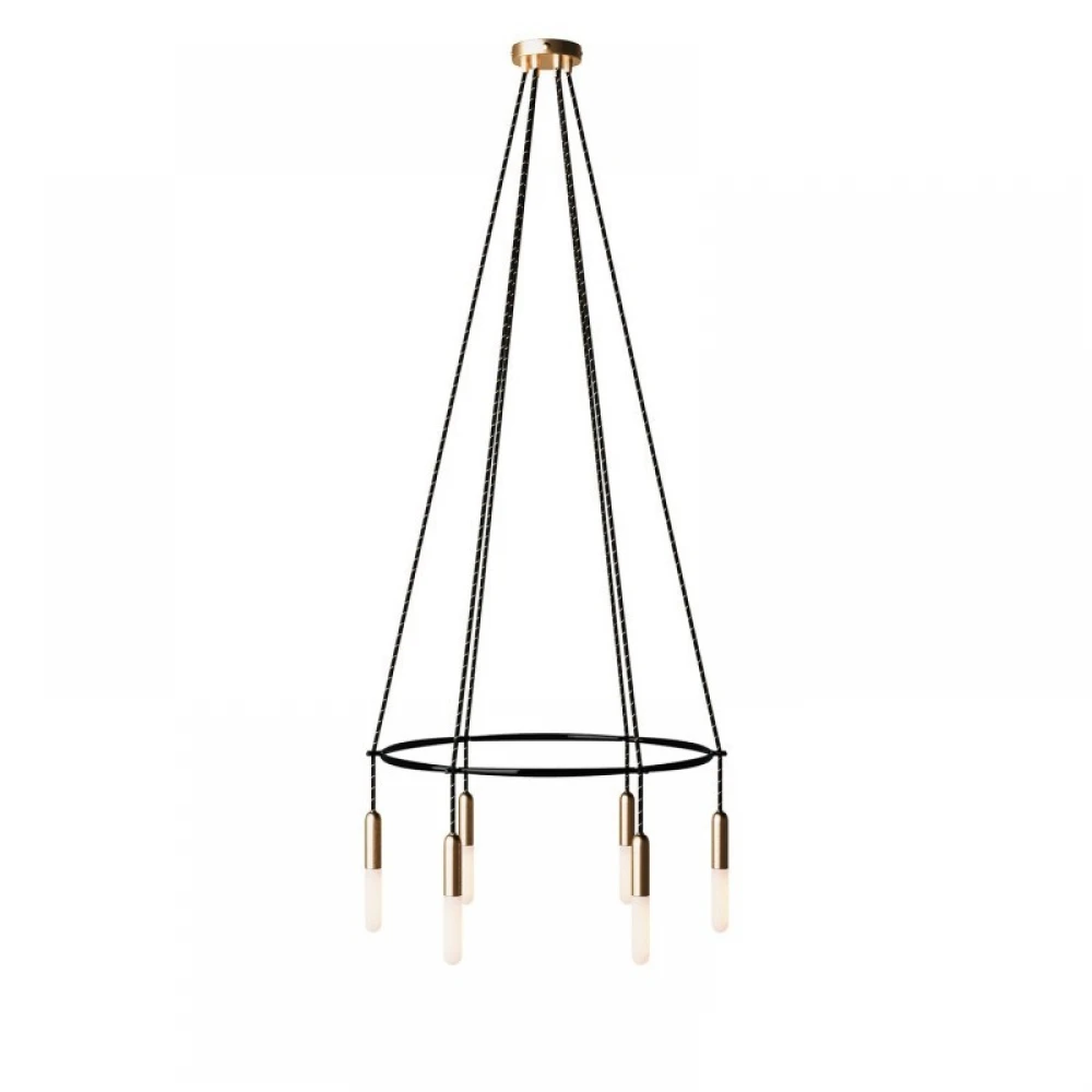 Κρεμαστό φωτιστικό 6φωτο Cage P-Light Μπρονζέ 6xE14 - Creative Cables