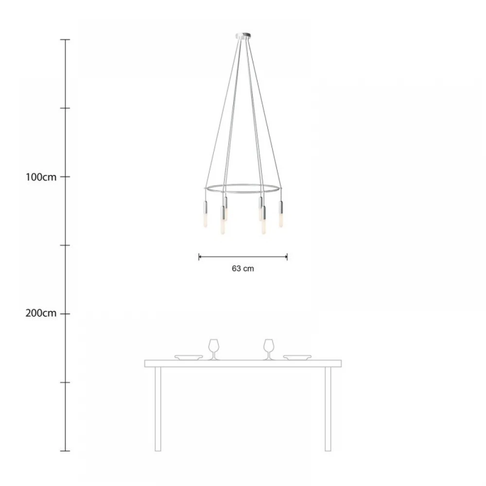 Κρεμαστό φωτιστικό 6φωτο Cage P-Light Νίκελ ΜΑΤ 6xE14 - Creative Cables