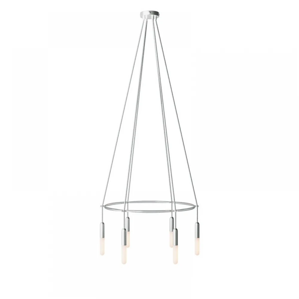 Κρεμαστό φωτιστικό 6φωτο Cage P-Light Νίκελ ΜΑΤ 6xE14 - Creative Cables