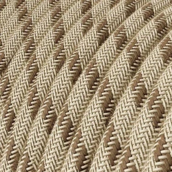 Υφασμάτινο Καλώδιο "Stripes" Mπεζ Λινό και Καφέ Βαμβάκι RD53