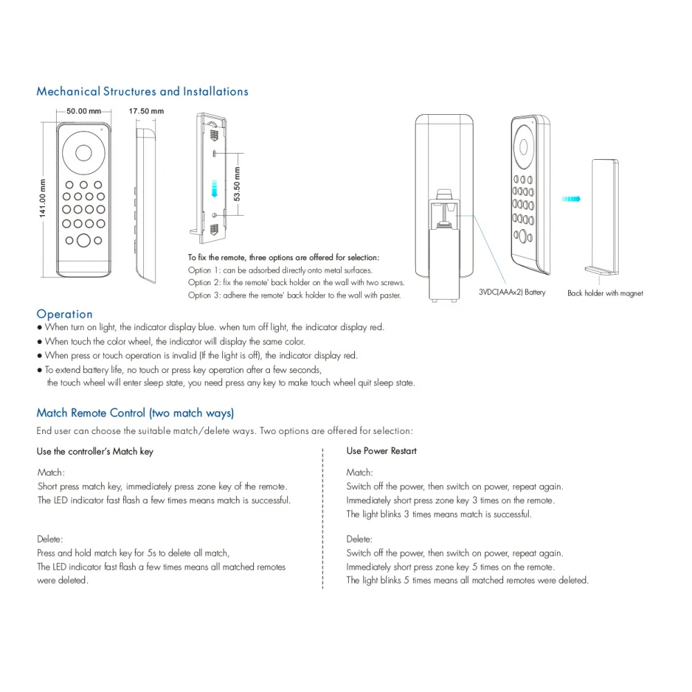 RF RGB/RGBW CONTROLLER ΜΕ ΧΕΙΡΙΣΤΗΡΙΟ ΑΦΗΣ 4X4A 12-24VDC - Cubalux
