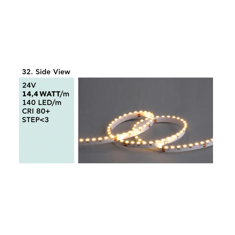Ταινία Led 14.4W 24V IP20 JAZZ SPECIAL - Side View - 5 μέτρα - Θερμό Λευκό 2700K - CUBALUX