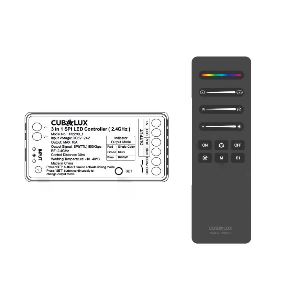 RF - Push Button SPI Controller 3 σε 1 με ασύρματο χειριστήριο SPI (Σετ) - Cubalux