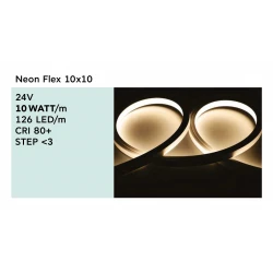 Ταινία LED Neon 2700K 10x10 10Watt/m 24V CRI80 IP67 126 led/m - 10 Μέτρα - Cubalux
