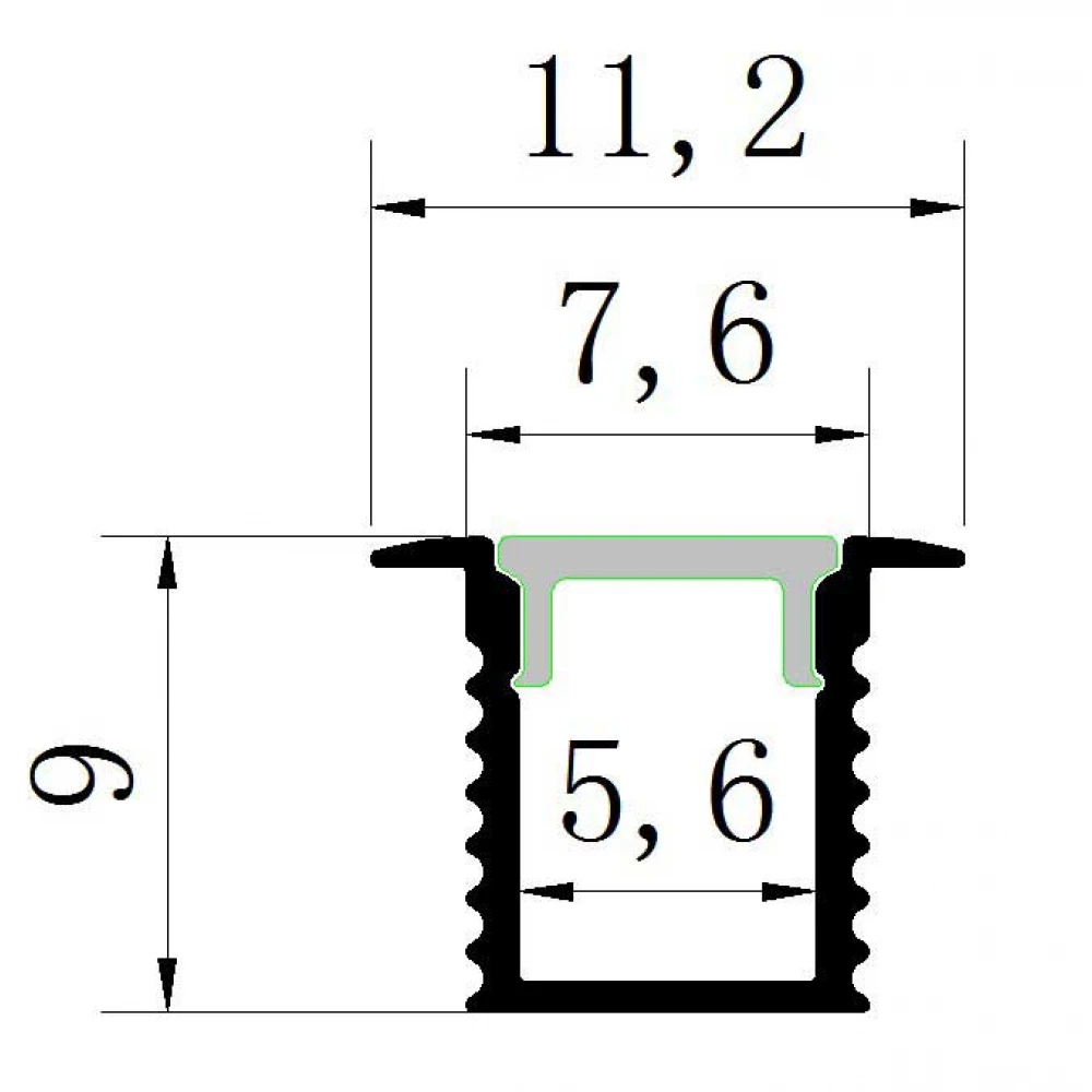 ΣΕΤ ΠΡΟΦΙΛ ΧΩΝΕΥΤΟ SLIM ΜΑΥΡΟ ΜΕ ΚΑΛΥΜΜΑ ΜΑΥΡΟ (2Μ) - CUBALUX