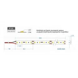 Ταινία LED Jazz 6 Watt/m 48V-IC CRI90 IP20 80 LED/m - Ουδέτερο λευκό 4000K - 5 μέτρα - Συνεχόμενης λειτουργίας έως 50 μέτρα - CUBALUX