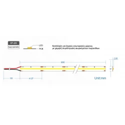 Ταινία Led COB TΩRA DOTLESS 24V 12 Watt IP20 CRI90 Ουδέτερο Λευκό 4000K - 5 μέτρα - CUBALUX