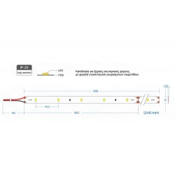 Ταινία Led Αυτοκόλλητη 11.4W 24V IP20 TΩRA 5 μέτρα Ψυχρό Λευκό 6000K - CUBALUX