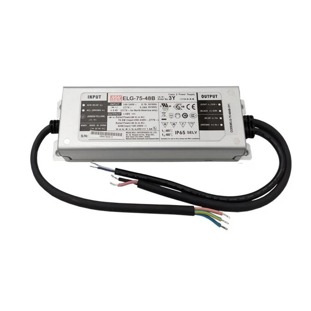 Dimmable 0/1-10V Τροφοδοτικό LED Meanwell 75 Watt 48VDC IP65