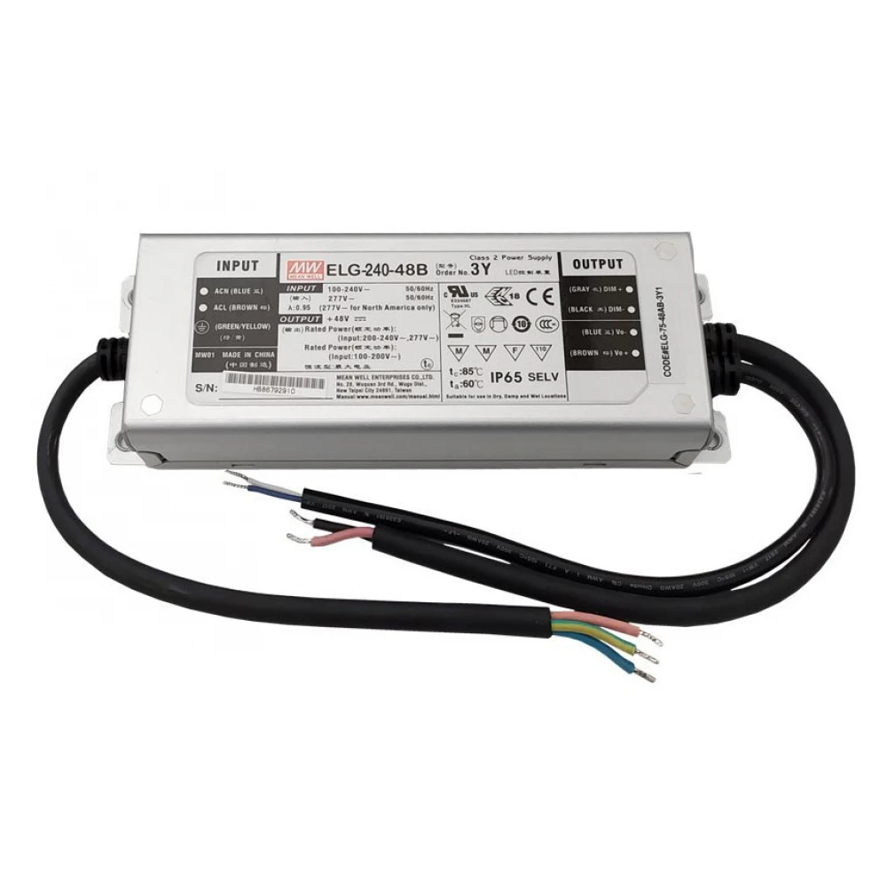Dimmable 0/1-10V Τροφοδοτικό LED Meanwell 240 Watt 48VDC IP65