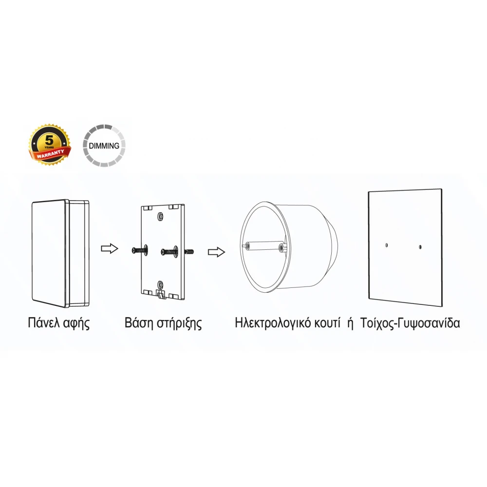 Ασύρματος Διακόπτης Αφής Dimming 3 Ζώνες (Λειτουργία Με Μπαταρία) - Cubalux