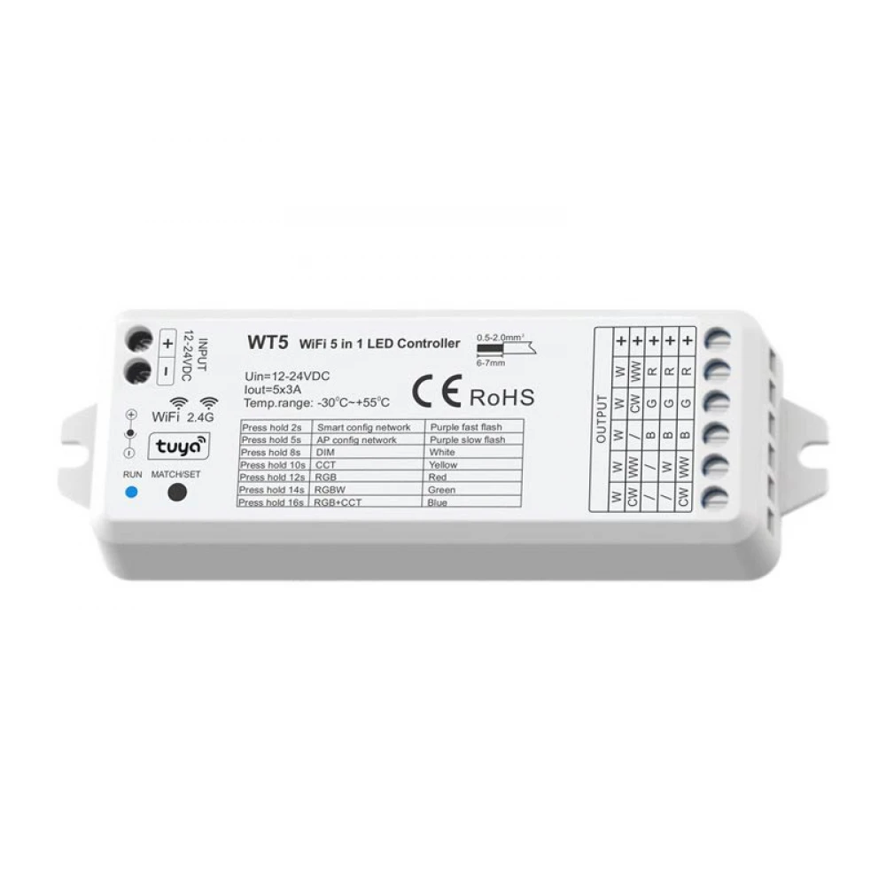 WiFi - RF controller 5x3A 12/24Vdc - Cubalux