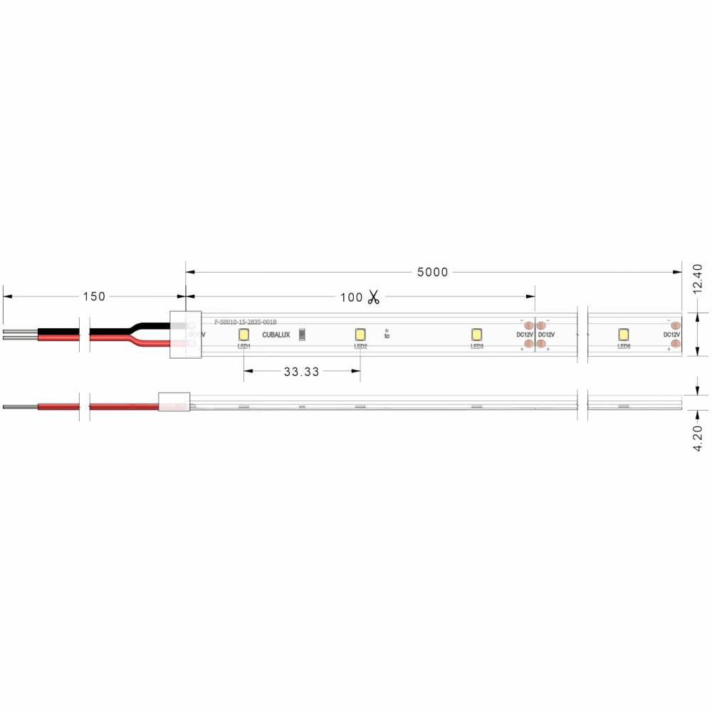 Ταινία Led Αυτοκόλλητη 6W 12V IP65 TΩRA 5 μέτρα Ψυχρό Λευκό 6000K CUBALUX