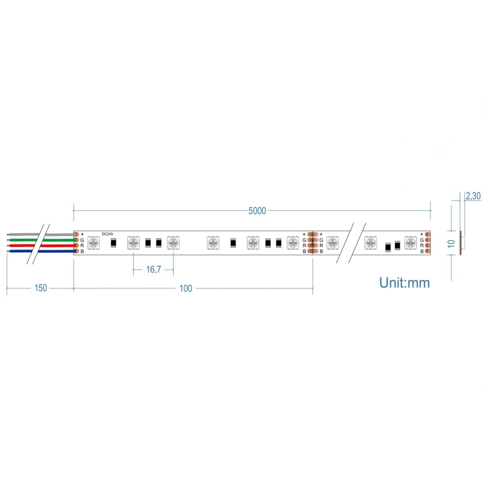 Ταινία Led Αυτοκόλλητη 14.4W 24V IP67 RGB TΩRA 5 μέτρα CUBALUX