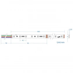 Ταινία Led Αυτοκόλλητη 14.4W 24V IP67 RGB TΩRA 5 μέτρα CUBALUX