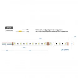 Ταινία LED TΩRA RGBW 19,2 Watt/m 24V CRI80(3000K) IP20 60 LED/m 5 μέτρα - CUBALUX