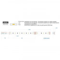 Ταινία LED TΩRA RGBW 19,2 Watt/m 24V CRI80(3000K) IP67 60 LED/m 5 μέτρα - CUBALUX